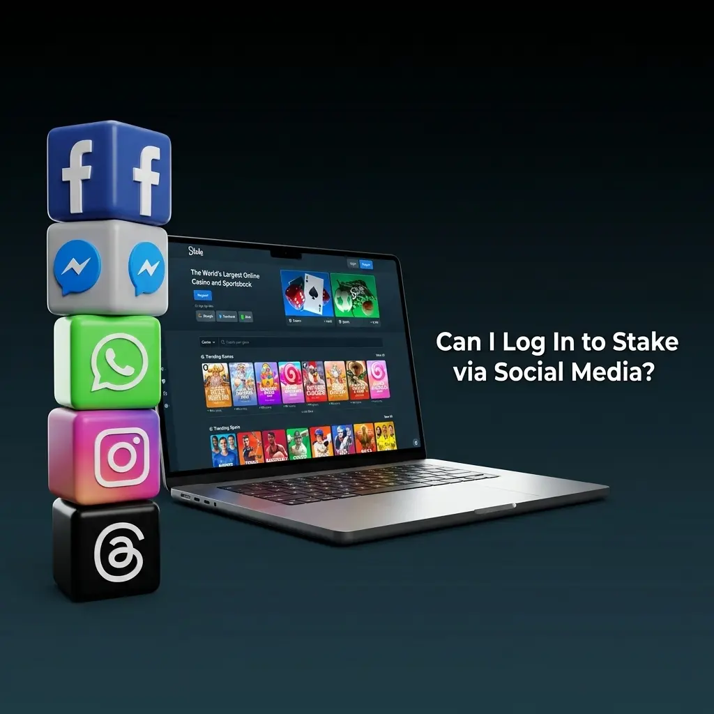 Person logging into Stake account using Google or Telegram social media icons on login screen for quick 2-second authentication