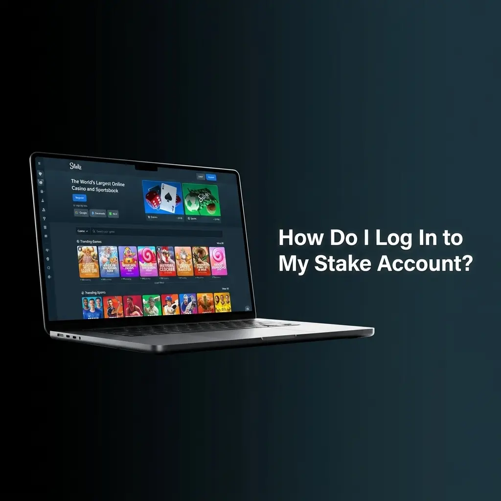 Stake account login screen showing sign-in steps with email, password, 2FA, and social login options like Google and Telegram