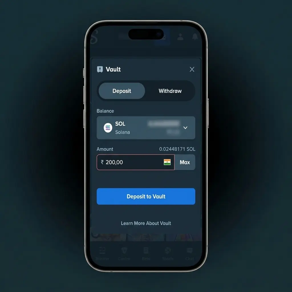 Step-by-step guide showing how to deposit at Stake casino using cards or crypto in 5 easy steps