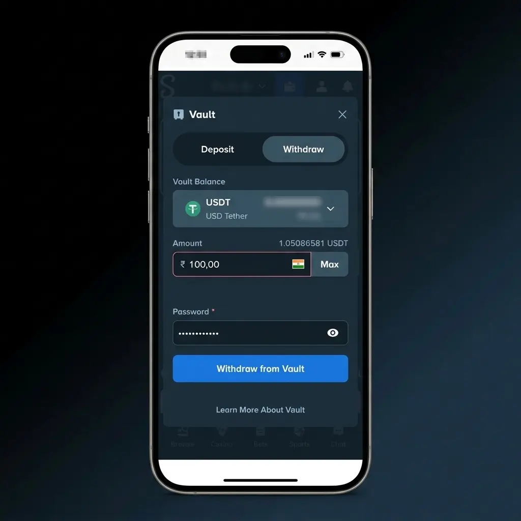 Step-by-step guide showing how to withdraw money from Stake casino using crypto or card payment methods