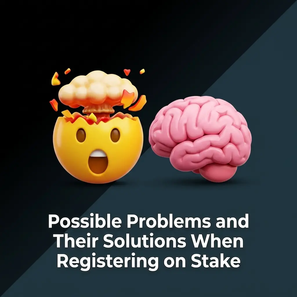 Stake registration troubleshooting guide showing common sign-up problems and step-by-step solutions for new users