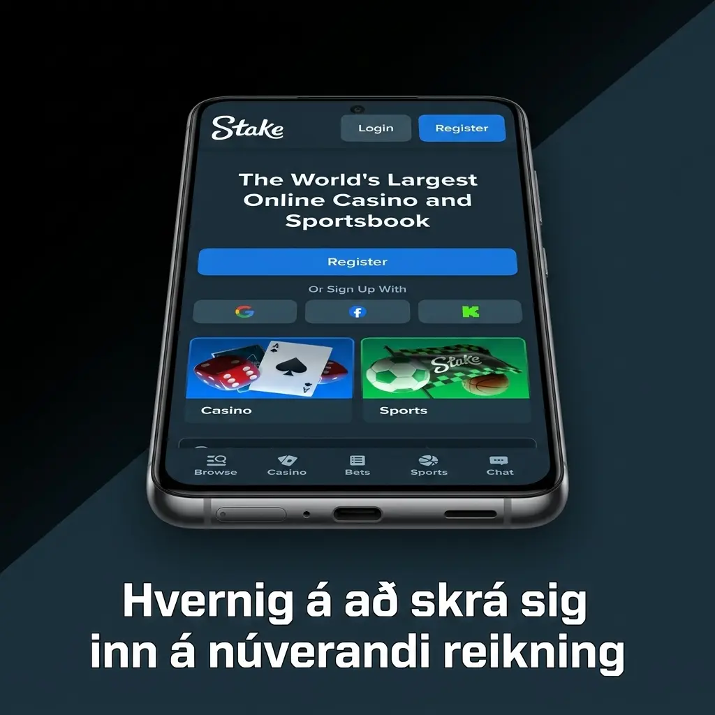 Skráning inn á Stake mobile app með netfangi og lykilorði á nokkrum sekúndum