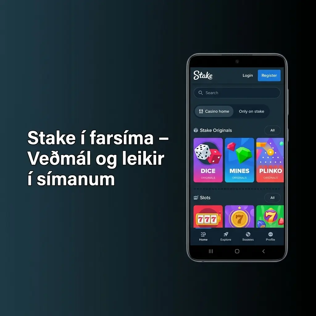 Stake farsímaforrit fyrir Android og iOS með kasinóleikjum og íþróttaveðmálum