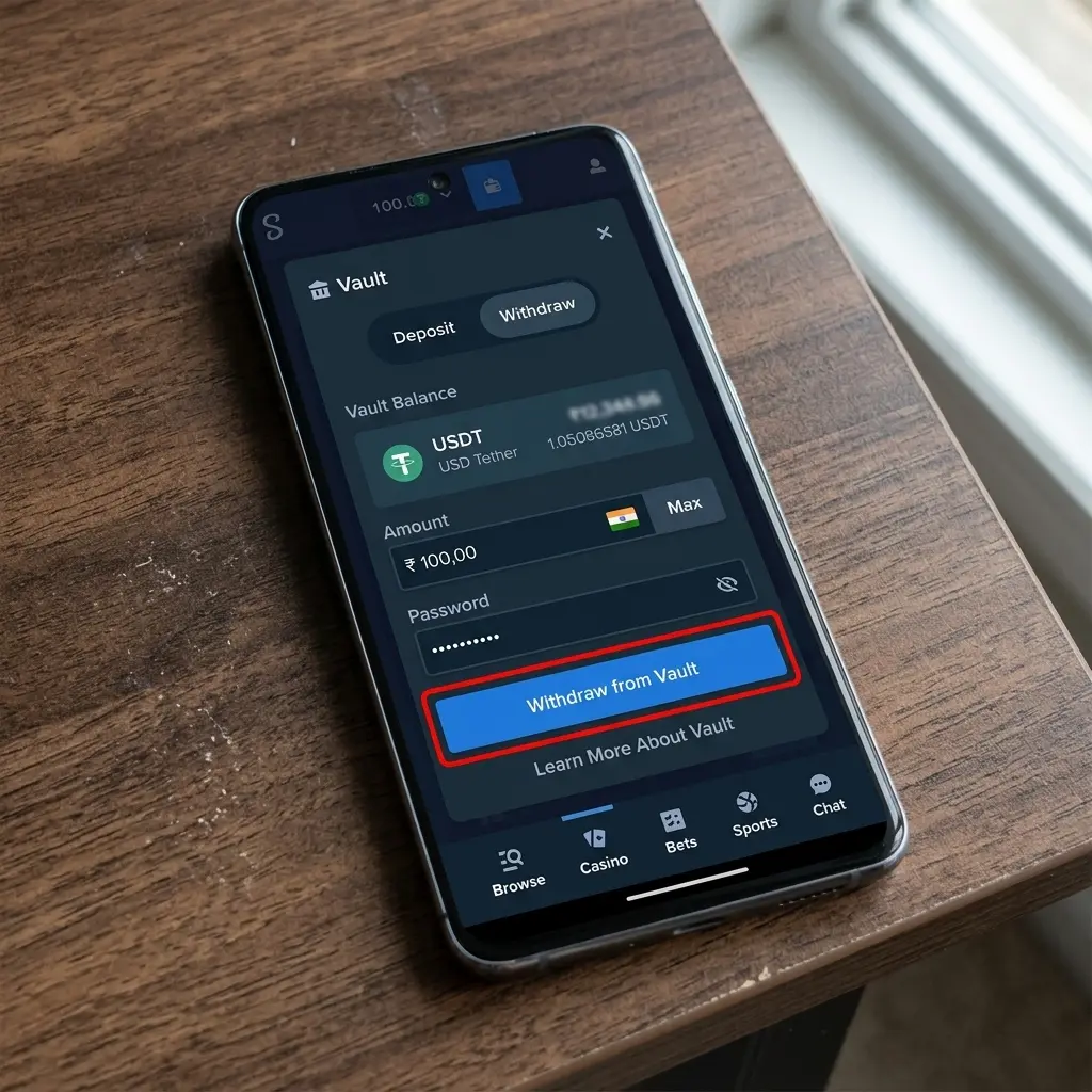 Step-by-step guide showing how to withdraw funds from Stake account including cashier access and payout methods
