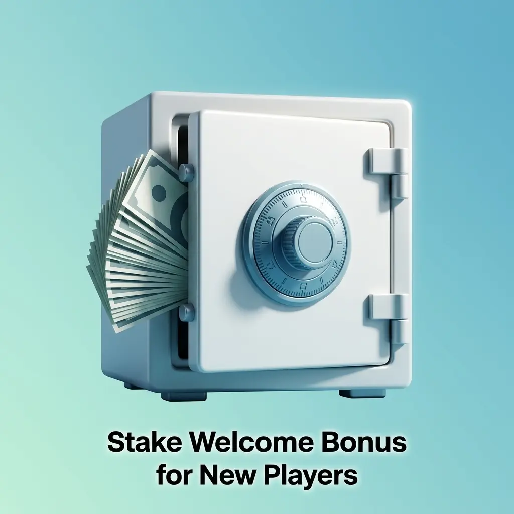 Stake welcome bonus for new players in Iceland showing deposit match steps and crypto payment options available