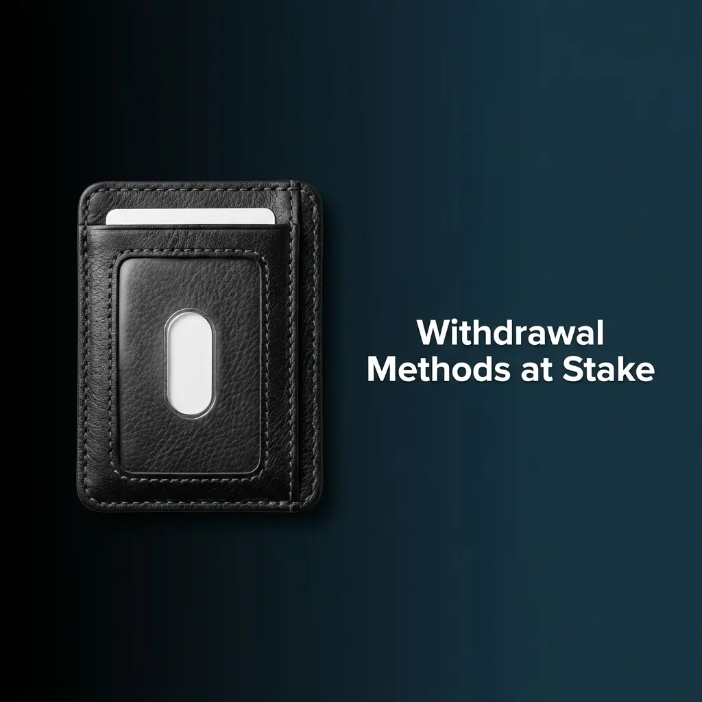 Stake withdrawal methods including Visa, MasterCard, crypto options, Apple Pay, and Google Pay with no withdrawal fees